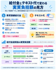 教育訓練給付金適用後のケアマネ講座実質負担額の比較